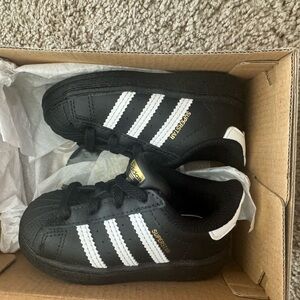 adidas Kids Black and White Superstar Sneakers